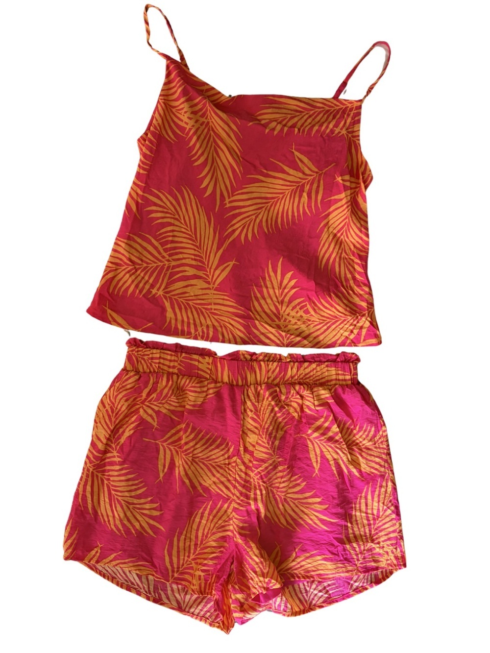 NWT Timing Tropical Sunset Summer two piece shorts cami set, S / L